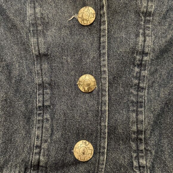 Vintage 90s Denim Aztec Jacket Sz14 Southwest Embroidered 90s fringe embellished - Picture 4 of 11
